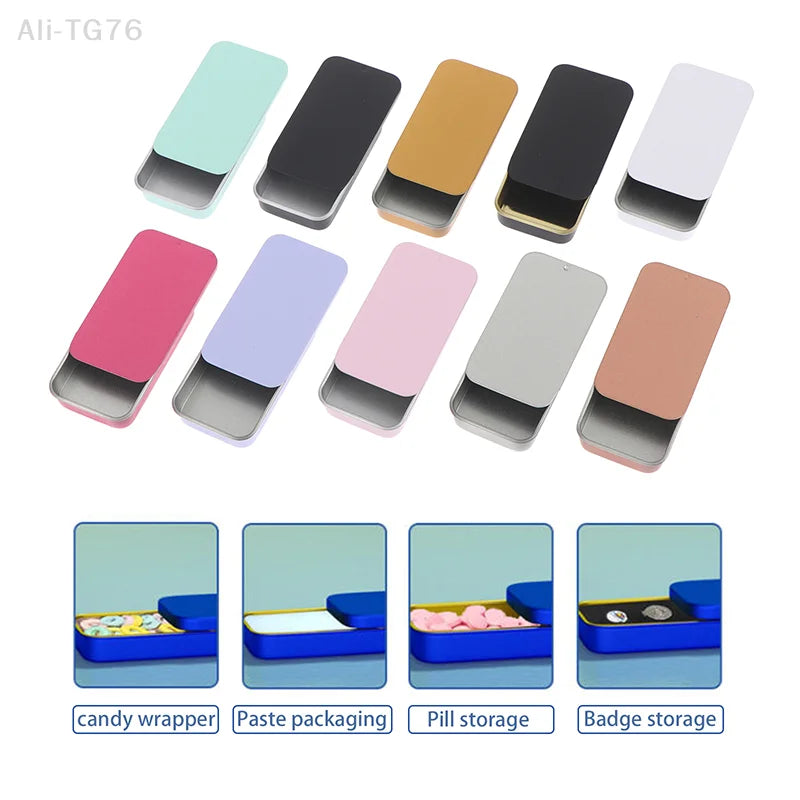 Aluminum Slide Cover Tin Box | Refillable Storage for Lip Balm & More