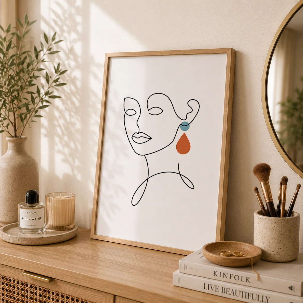 Abstract Wall Art Modern Fashion Woman Line Canvas Painting Minimalist Poster Print for Girl Bedroom Living Room Wall Decor Peaceful Pleasures Health and Wellness