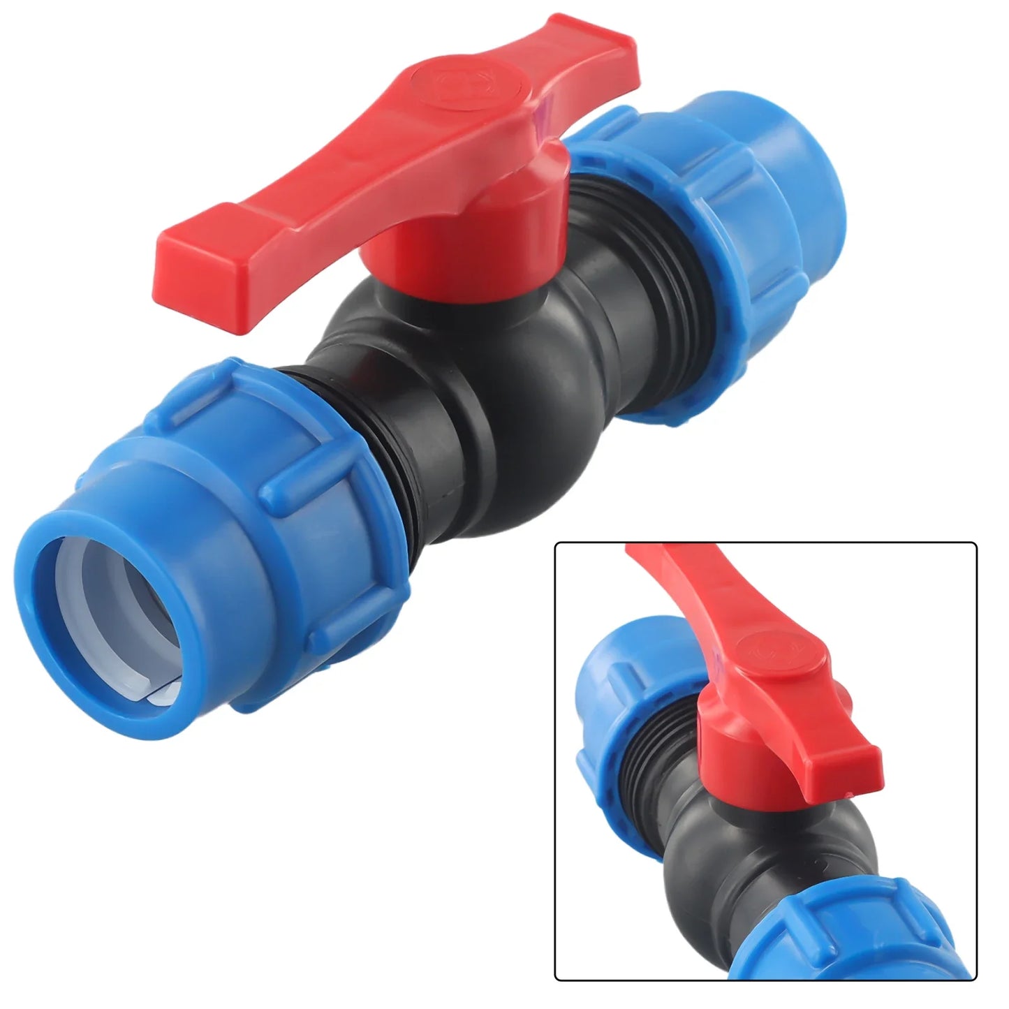 PE Pipe Ball Valve Shut-Off Fitting | 20/25/32mm External Thread