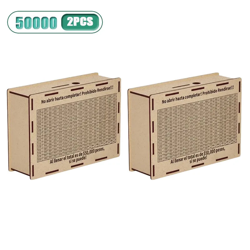 Wooden Money Savings Box – Kids Piggy Bank USD/Euro Style