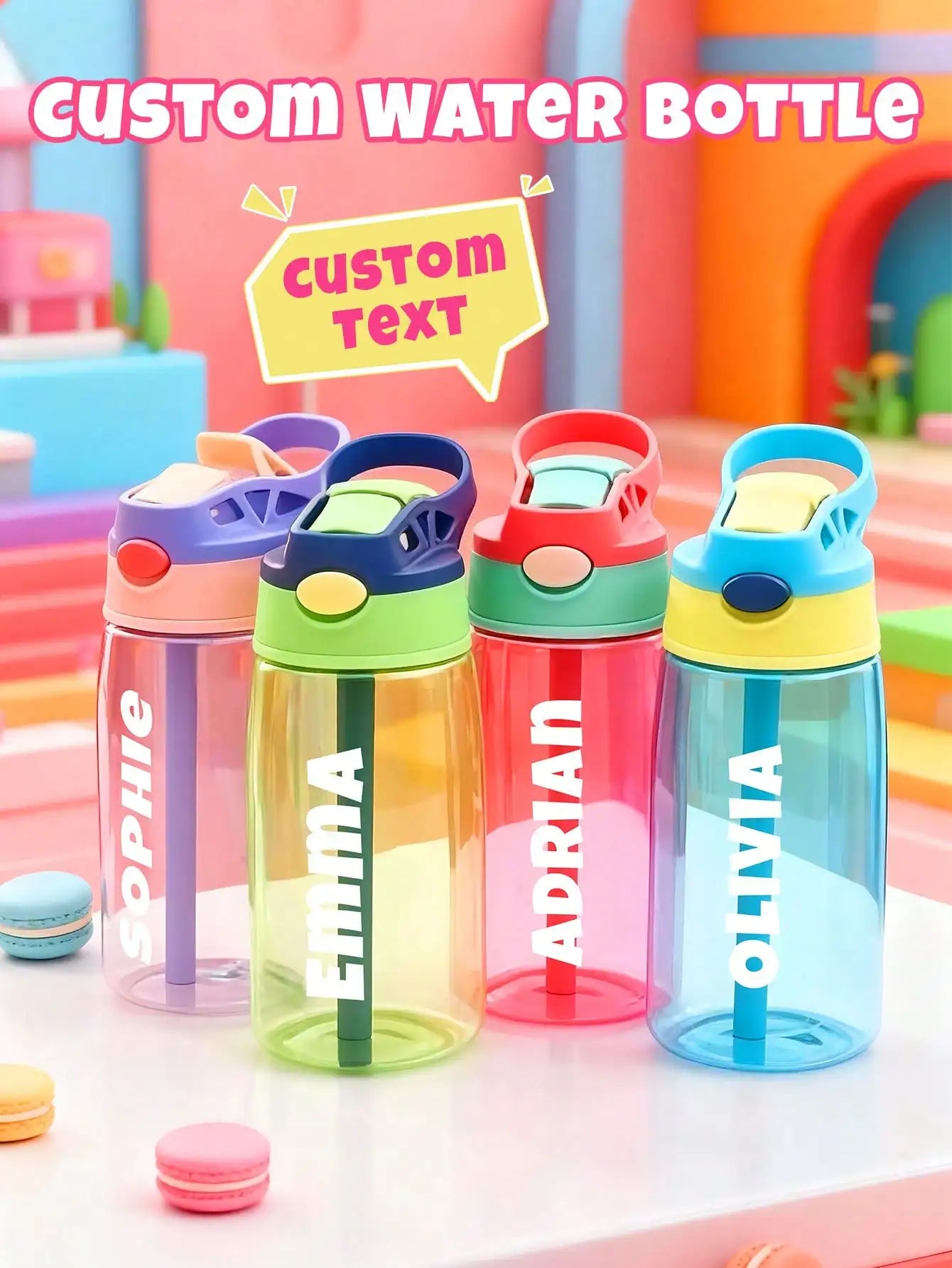Custom Water Bottle Personalized Name Cup with Straw and Lid 16oz 480ml Gift for Him Her Home Office Peaceful Pleasures Health and Wellness Custom Name Green