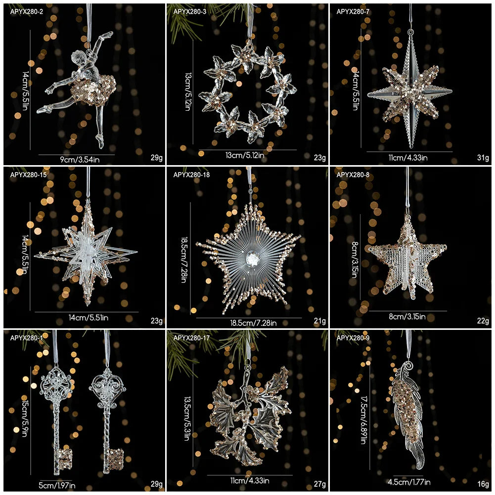 Crystal Acrylic Snowflake Christmas Ornaments – Transparent