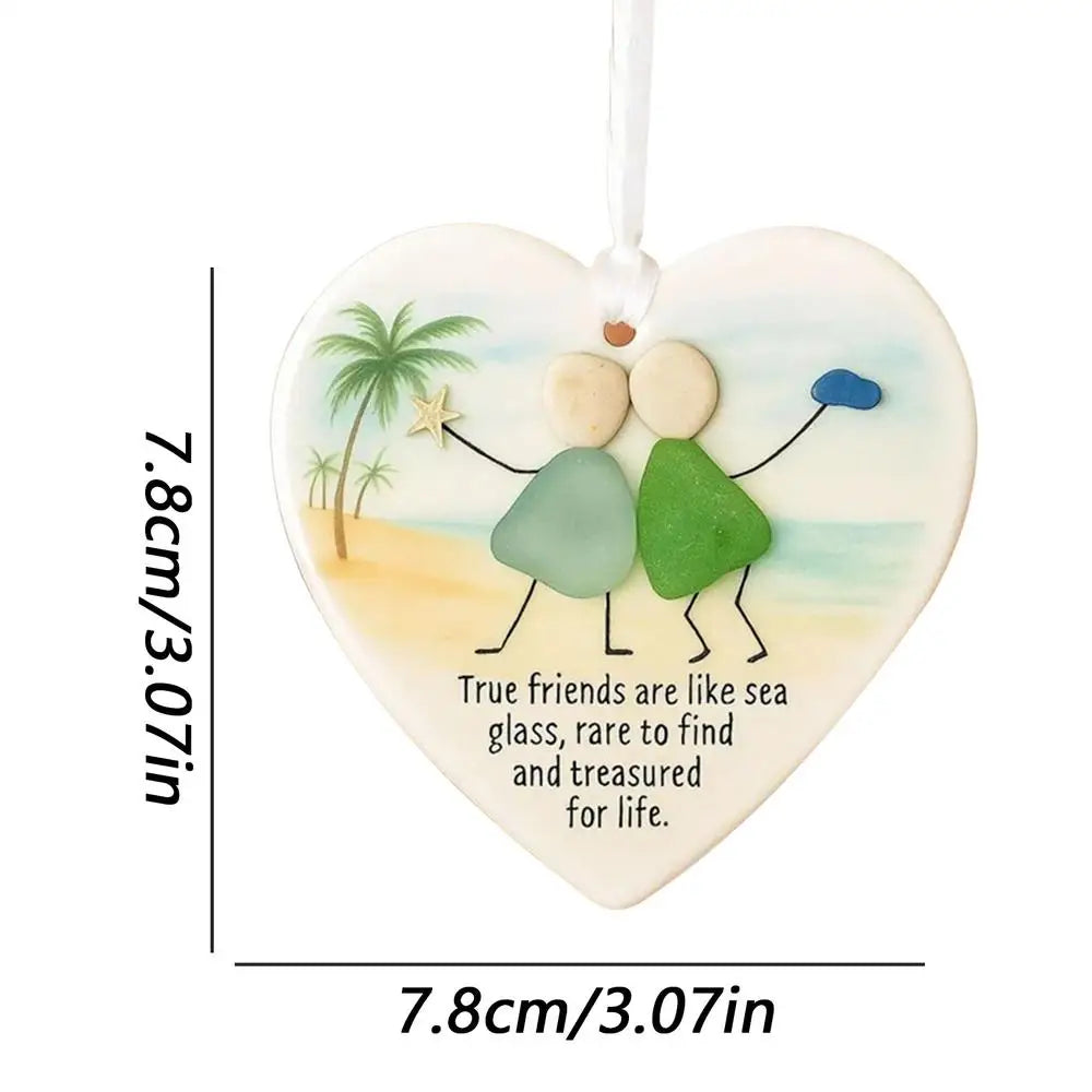 Acrylic Sea Glass Friendship Ornament Keepsake Pendant for Sisters, Coworkers, Birthday, Christmas - Wall Hanging & Home Decor Peaceful Pleasures Health and Wellness B China Mainland