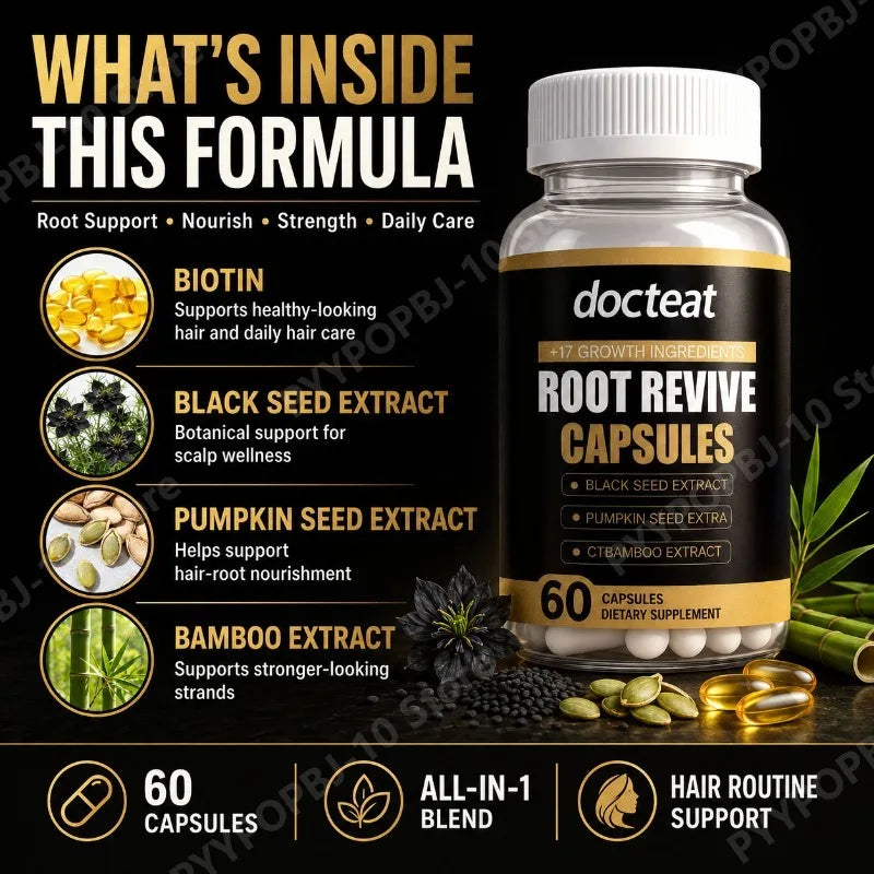 Root Revive Hair Capsules | Biotin, Black Seed & Bamboo – 60ct