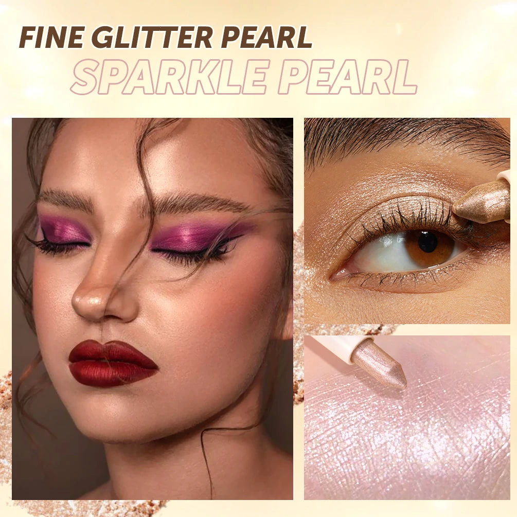 QIBEST Pearlescent Eyeshadow Stick Long Lasting Glitter Shimmer Nude Eye Shadow Pencil Makeup Highlighter Brighten Cosmetics Peaceful Pleasures Health and Wellness