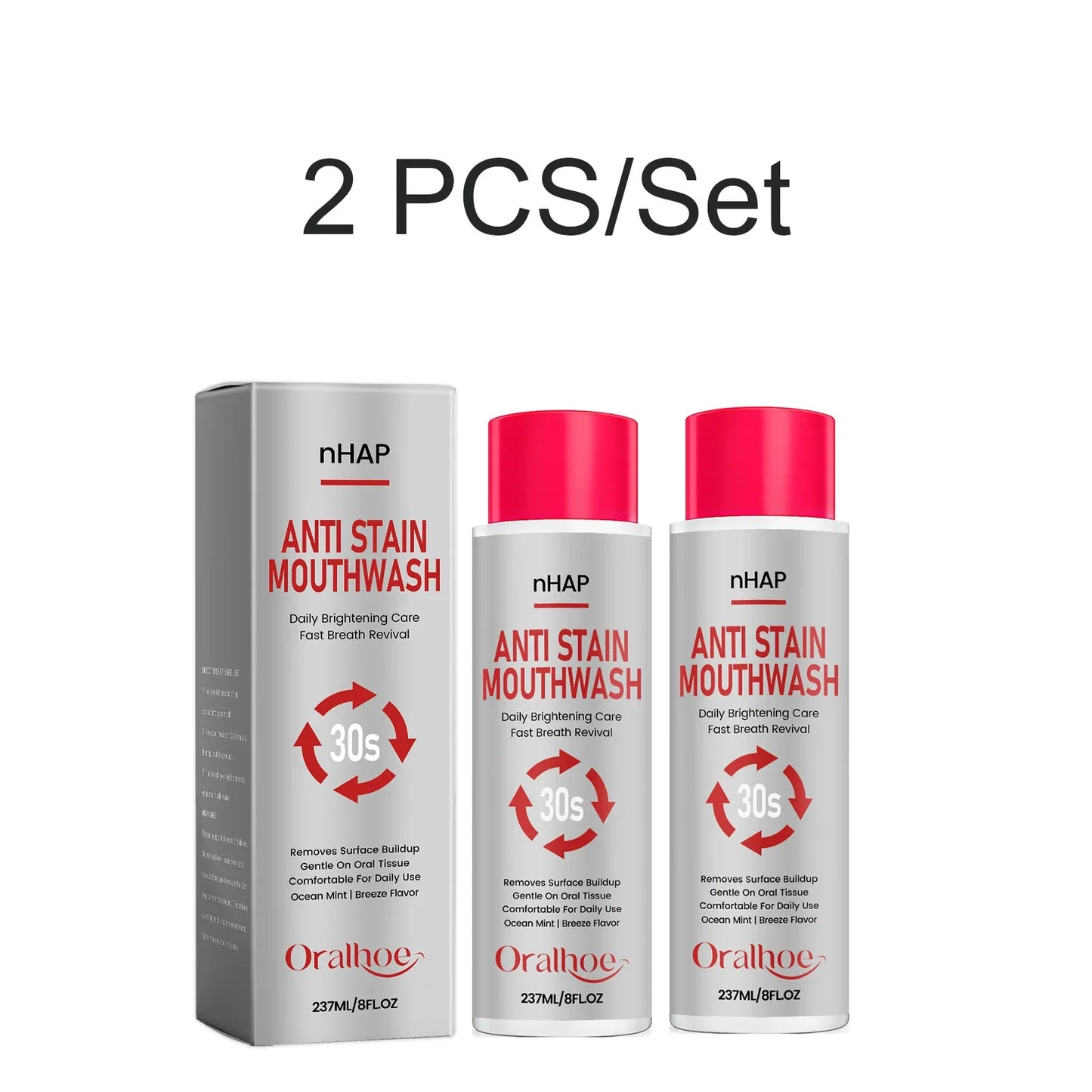 nHAP Whitening Mouthwash – Anti-Stain & Fresh Breath 237ml