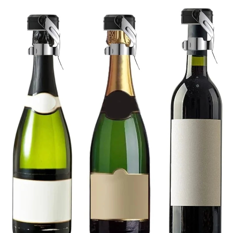Champagne&Wine Bottle Stoppers Stainless Steel with Food Grade Silicone Leak Proof Keep Fresh Reusable Saver Prosecco Sparkling Peaceful Pleasures Health and Wellness 3PCS