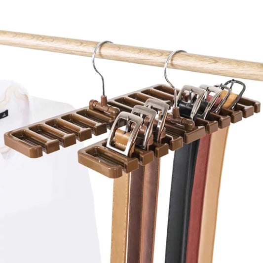 Multi-functional Tie Belt Hanger Wardrobe Closet Belts Scarf Hanging Organizer Rotating 10 Card Slots Storage Holder Rack Hook Peaceful Pleasures Health and Wellness