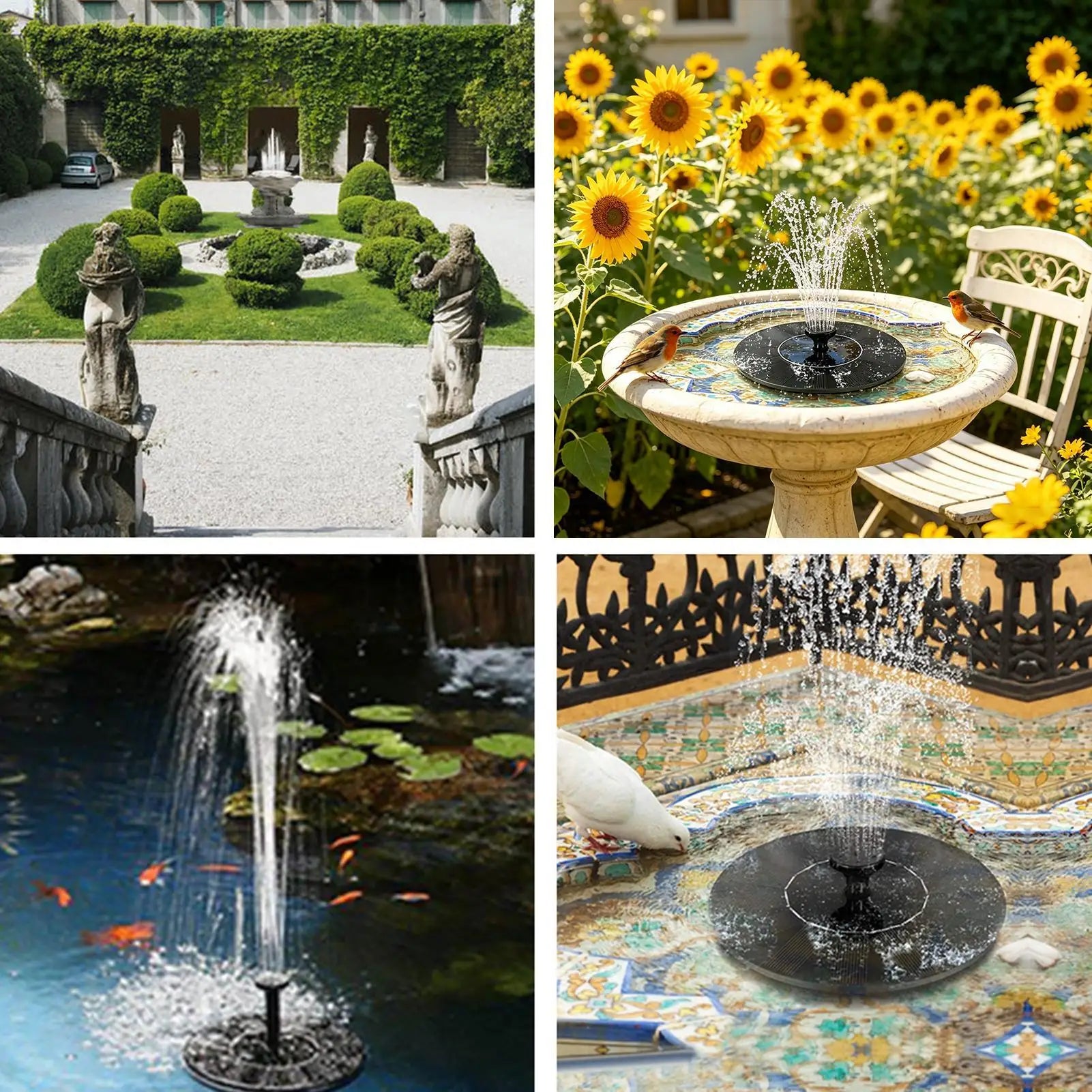 Solar Fountain Pump with 6 Nozzles Outdoor Pond Water Aerator Solar Powered Water Feature for Garden Patio Backyard Lawn Pool Peaceful Pleasures Health and Wellness