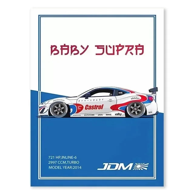 JDM GTR Sports Car Canvas Wall Art Poster | Boys Room Decor