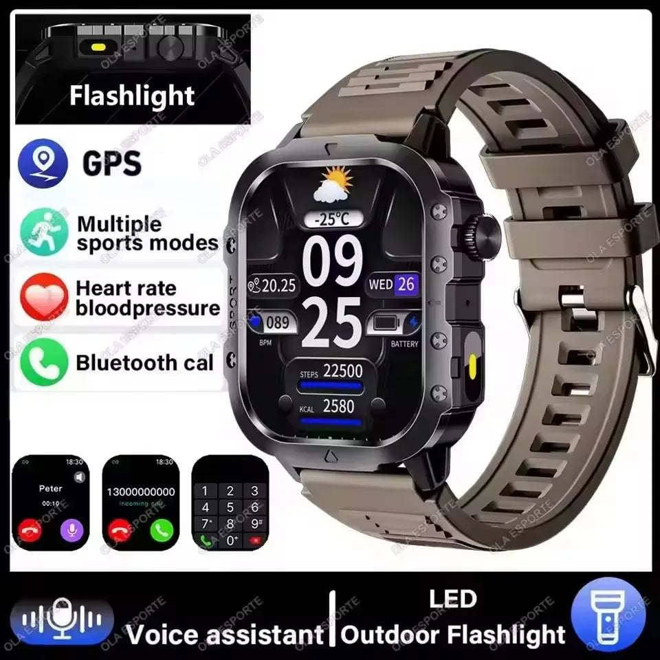 Ola Esporte Military Smart Watch | Bluetooth Call, 5ATM, Fitness