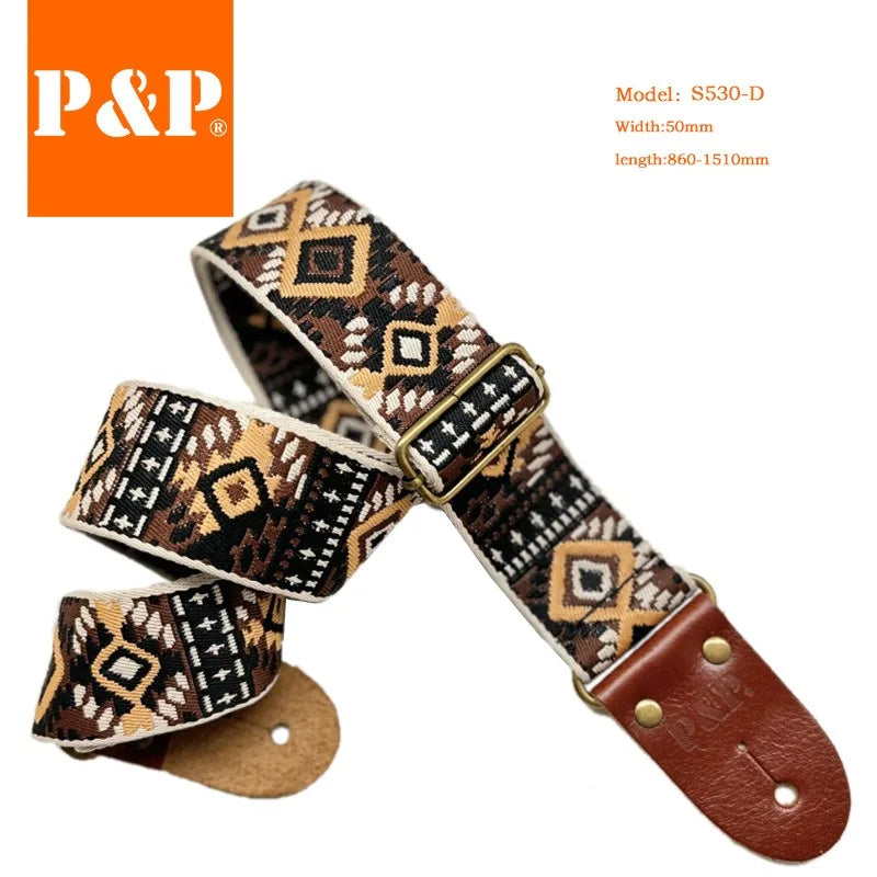 Leather Acoustic Guitar Strap Thickened Cowhide Woven Folk Electric