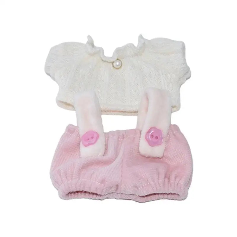 10cm Cotton Doll Outfit – Top & Overalls Fashion Clothes Set