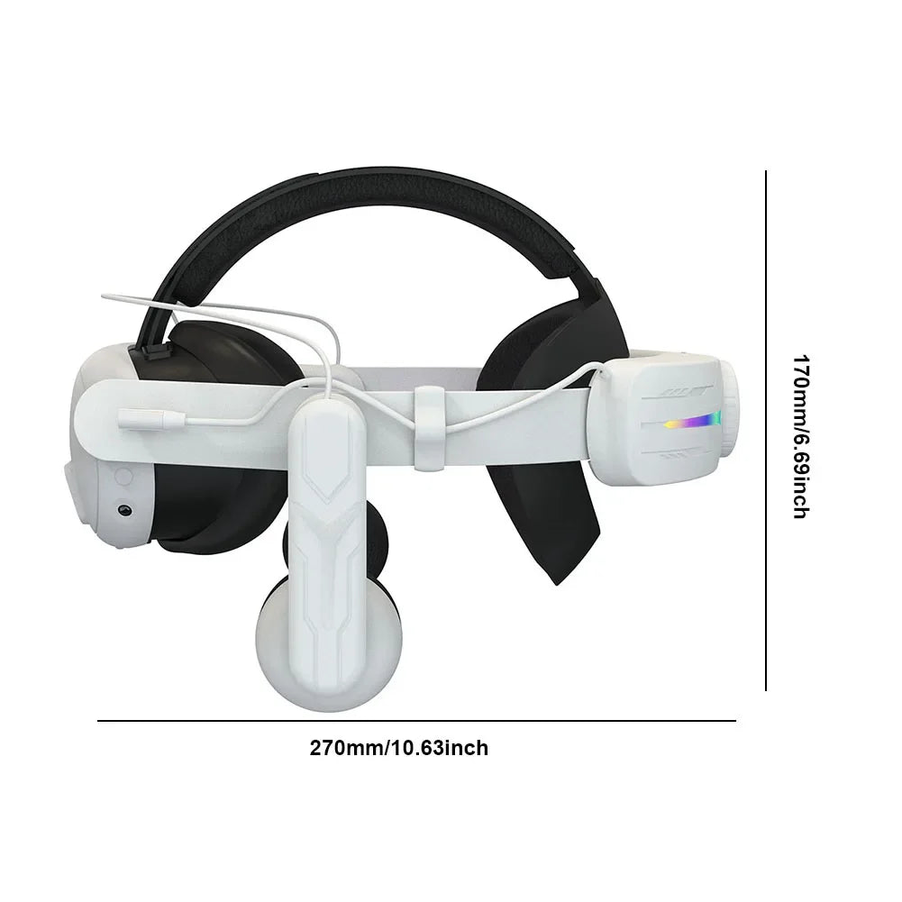 Head Strap Built-In 8000mAh Battery RGB Light For Meta Quest 3 VR Glasses Comfort On-Ear Audio Enhanced Sound Elite Head Strap Peaceful Pleasures Health and Wellness