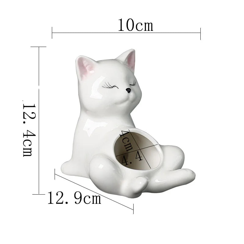 Cartoon Kitten Ceramic Plant Pot | Cat Succulent Vase Décor