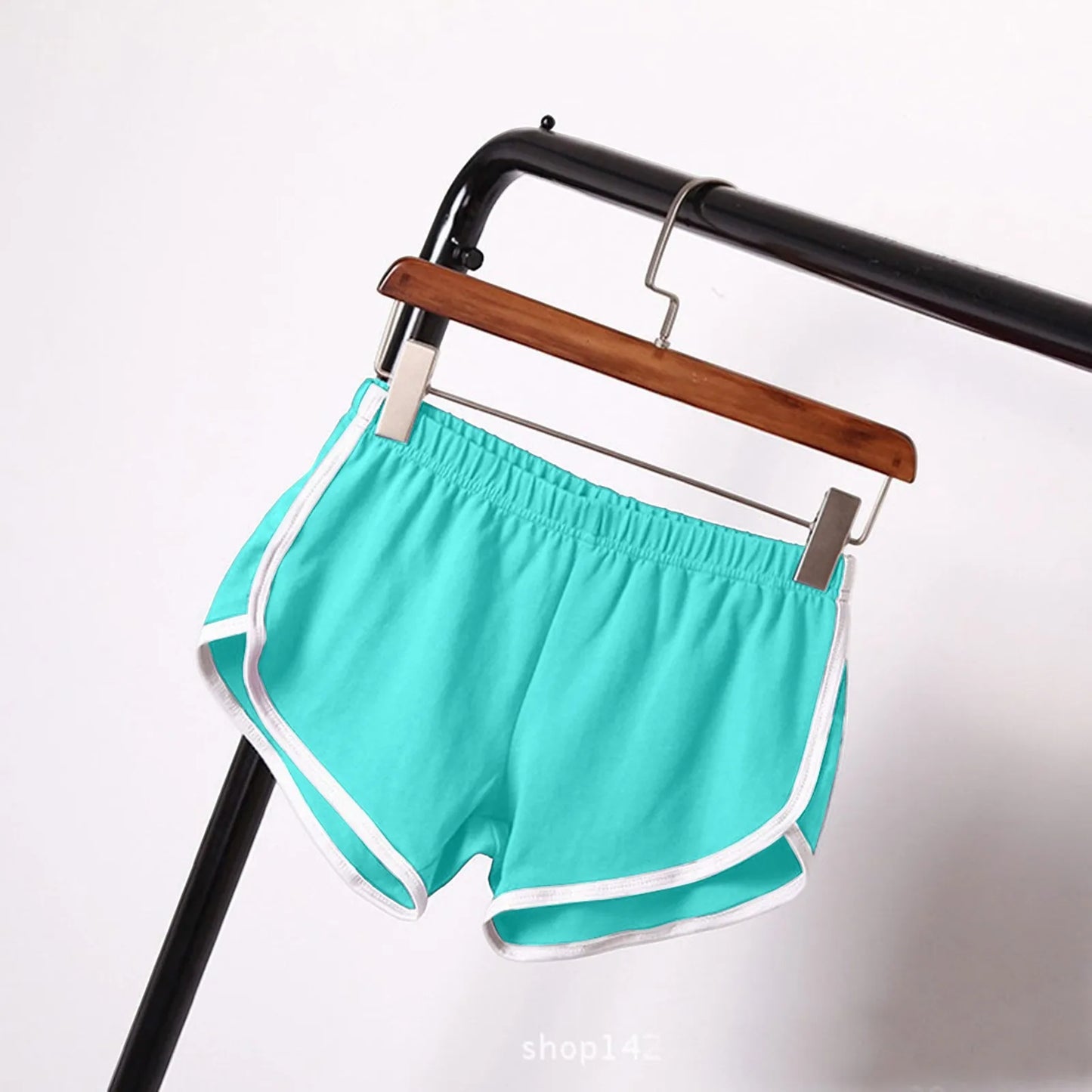 Sports Shorts Women Summer New Candy Color Anti Emptied Skinny Shorts Casual Lady Elastic Waist Beach Correndo Short Pants Peaceful Pleasures Health and Wellness Sky Blue S
