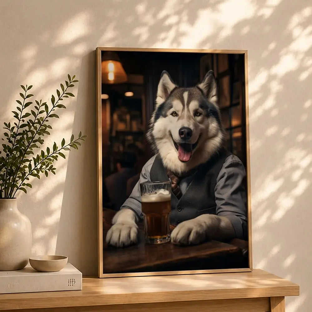 Art D-Dogs Cats at the PubS Poster HD Self Adhesive Waterproof Wall Art Ideal for Home Office Dorm Bedroom Great Gift Peaceful Pleasures Health and Wellness White15 50X70cmNoframe