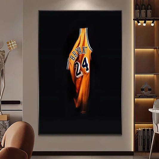 Basketball No. 24 Jersey Canvas Wall Art | Boys Room Decor Canvas Poster Print Peaceful Pleasures Health and Wellness