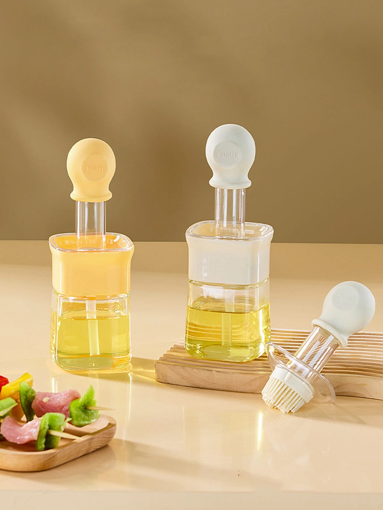 1Pcs Oil Dispenser Bottle with Silicone Brush Cooking Grilling Kitchen Tool Outdoor Barbecue Press Brush Oil Bottle Oil Brush Peaceful Pleasures Health and Wellness