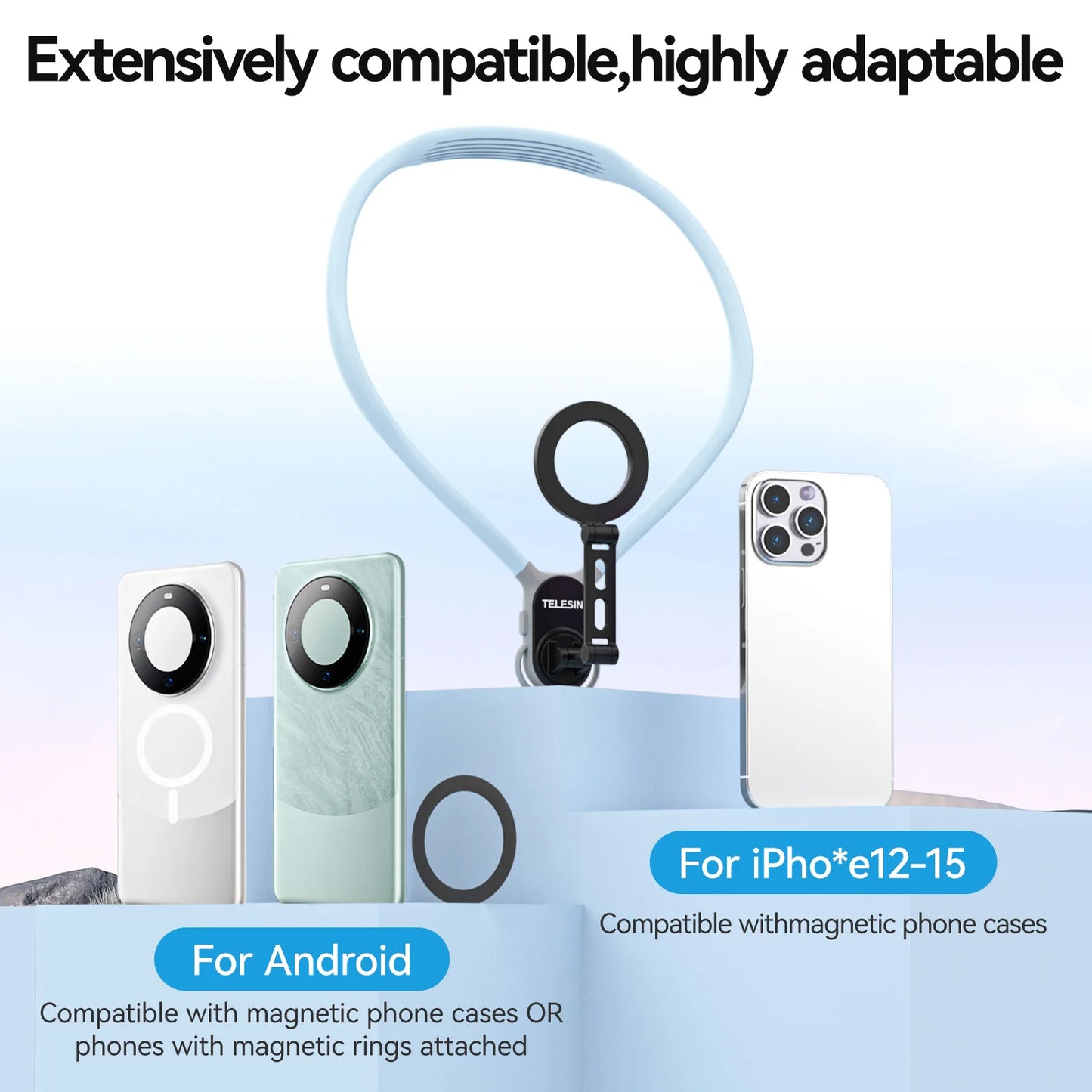 TELESIN Silicone Magnetic Neck Mount Quick Release Hold for Iphone 11 12 13 14 15 for HUAWEI XIAOMI Sumsung Phone Accessories Peaceful Pleasures Health and Wellness