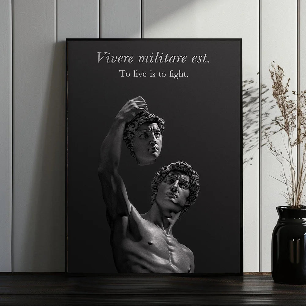 Alexander the Great Quote Motivational Wall Art Spartan Warrior Canvas Ancient Greek Poster Bronze Statue Sculpture Room Decor Peaceful Pleasures Health and Wellness