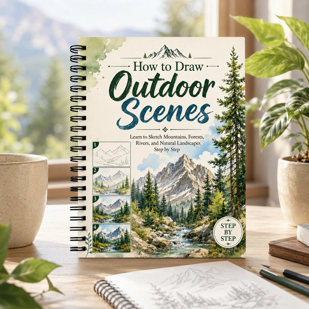 How Draw Outdoor Scenes A5 Spiral Drawing Book Mountain Forest River