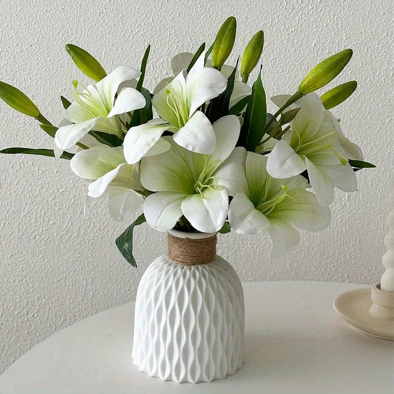 Real Touch Artificial Lily Flowers – 3 Heads Faux Lilies Decor