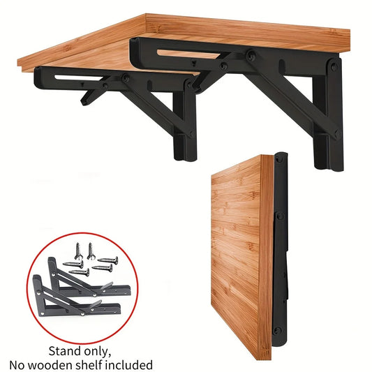 2-Pack Black Folding Bracket Shelf for Camper Van RV Motorhome Folding Wall Bracket Oasis Select