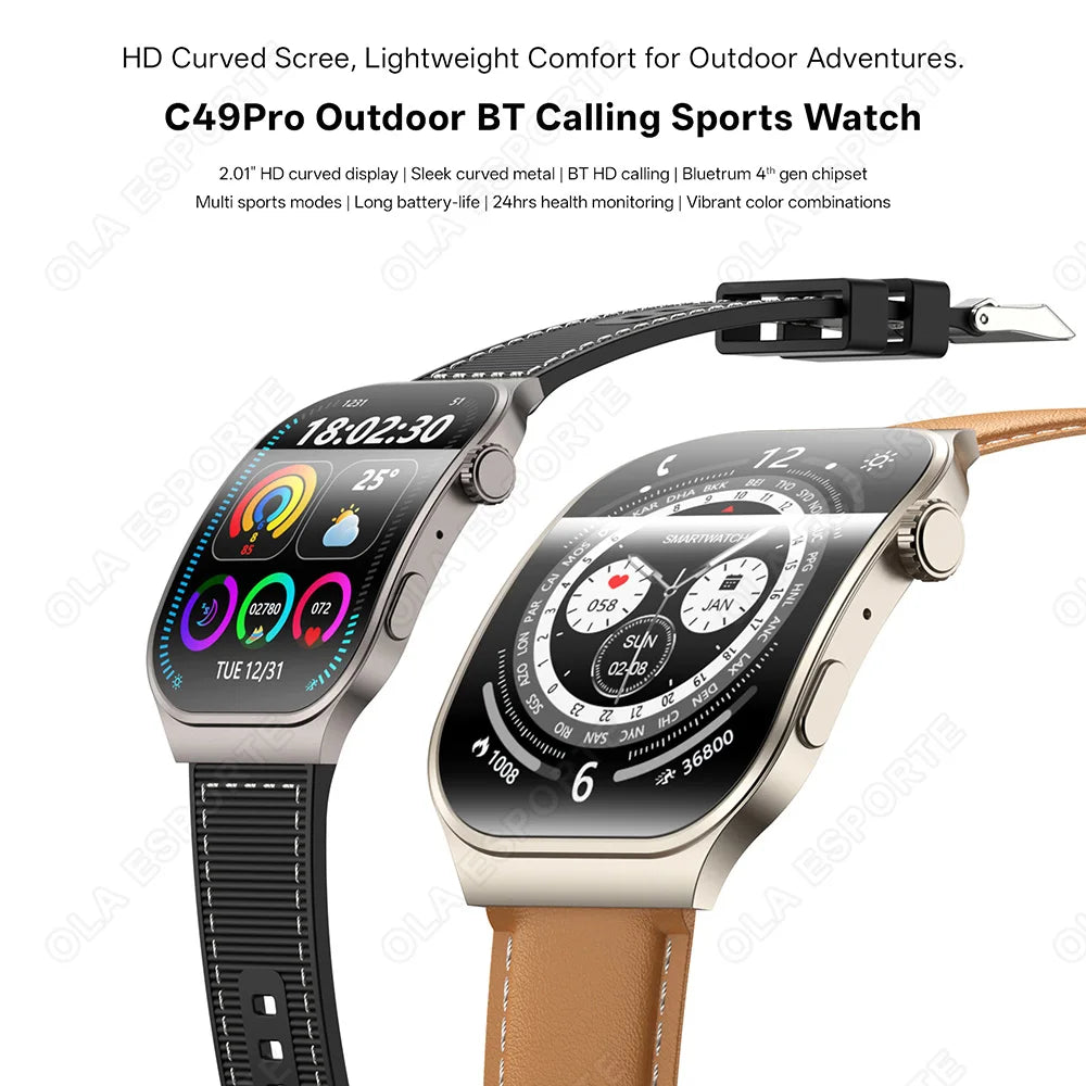 2026 New Bluetooth Call Smart Watch for Men 2.01" HD Curved Screen Sports Watch Health Monitor Smart Watch for Android iOS Peaceful Pleasures Health and Wellness
