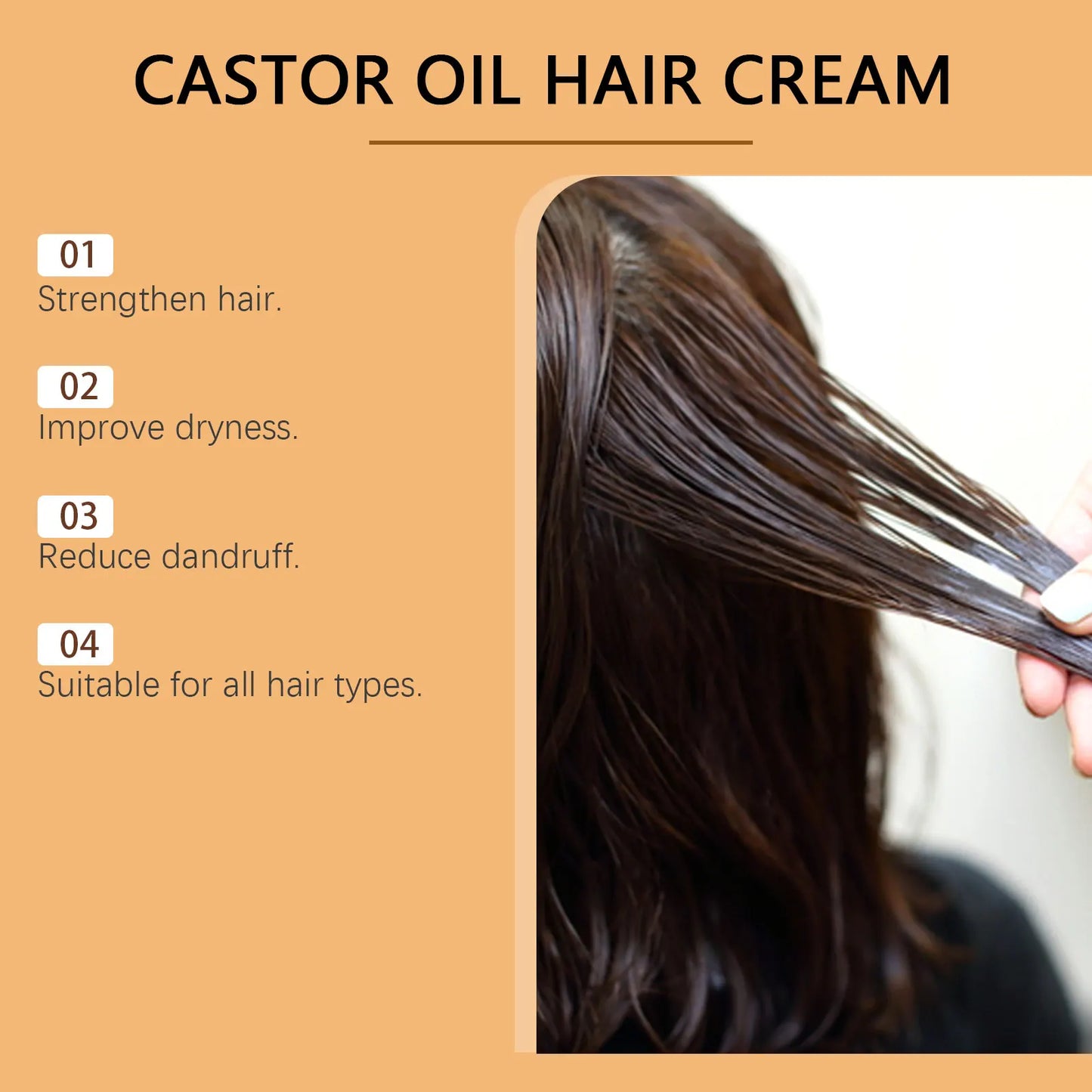 HOEGOA Castor Oil Leave-In Hair Cream – Frizz & Dry Hair