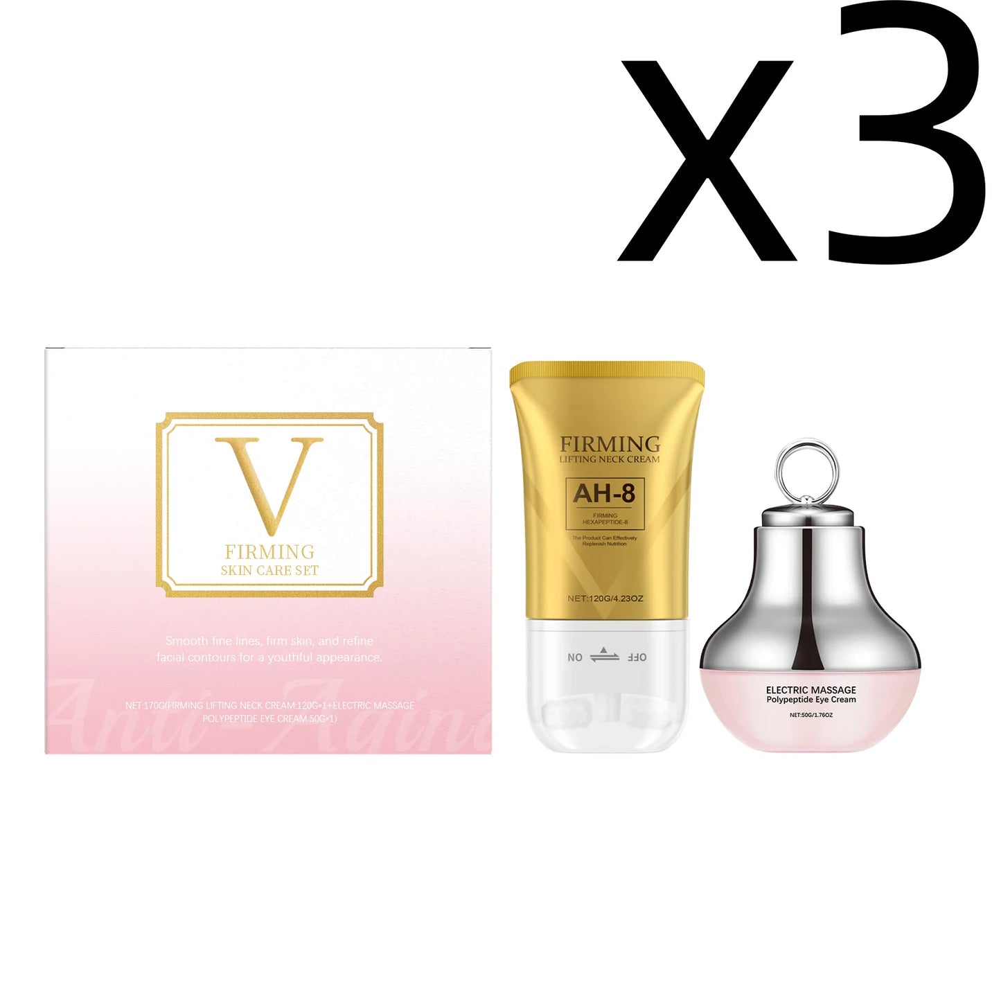 Face Firm Care Kit Tighten Eye Skin Improve Neck Firmness Relieve Skins Fatigue Brighten Tone Nourish Face Shaping Contour Kit Peaceful Pleasures Health and Wellness 3set