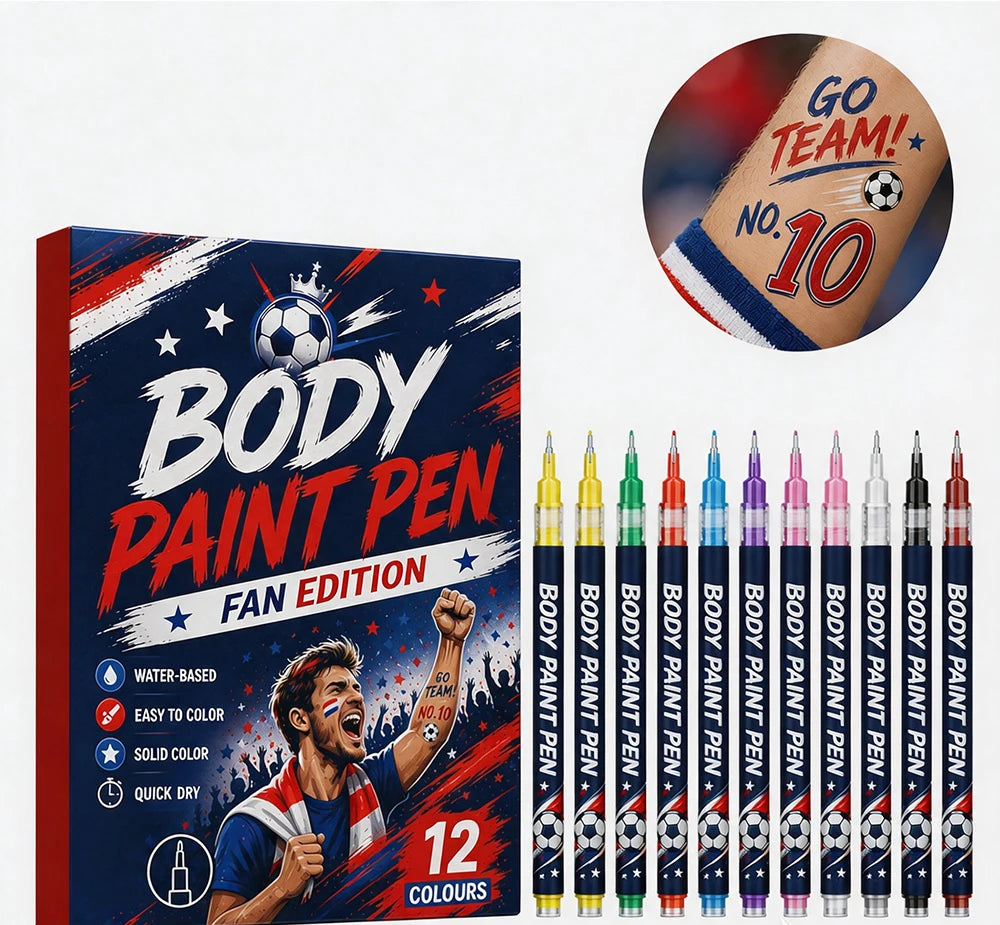 Sports Fan Body Paint Markers | 12 Colors, Quick-Dry Face & Body