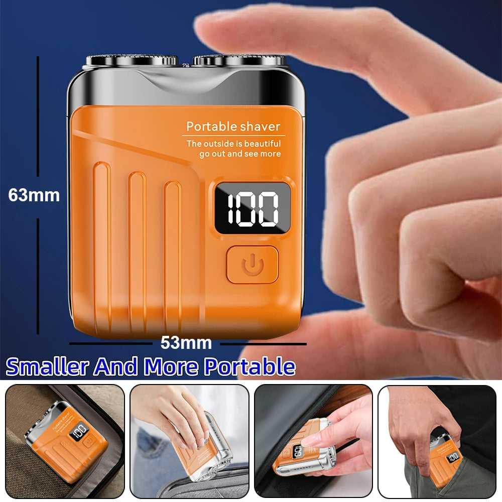 Portable Mini Electric Shaver for Men Beard Trimmer Men's Electric Razor USB Rechargeable Dual Blade Electric Shaving Machine Peaceful Pleasures Health and Wellness