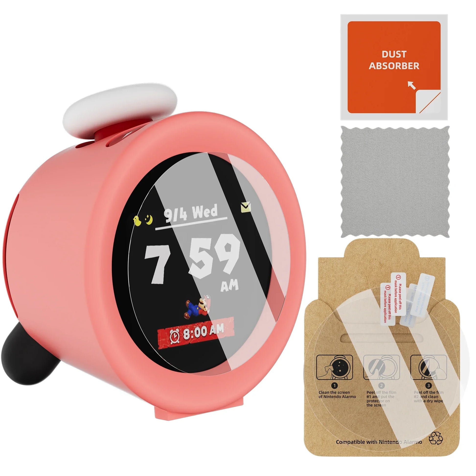 Liquid Silicone Case and 2 Pack HD Films for Nintendo Alarmo Peaceful Pleasures Health and Wellness Pink United States 1 Case and 2 Films