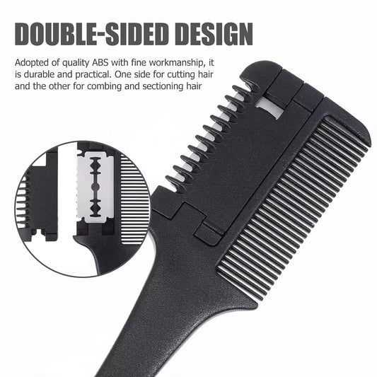 Portable Hair Clipper Hair Thinning Comb Old-fashioned Stainless Steel Double Edge Blade Salon Home Use Self Cutting Bang Tools Peaceful Pleasures Health and Wellness