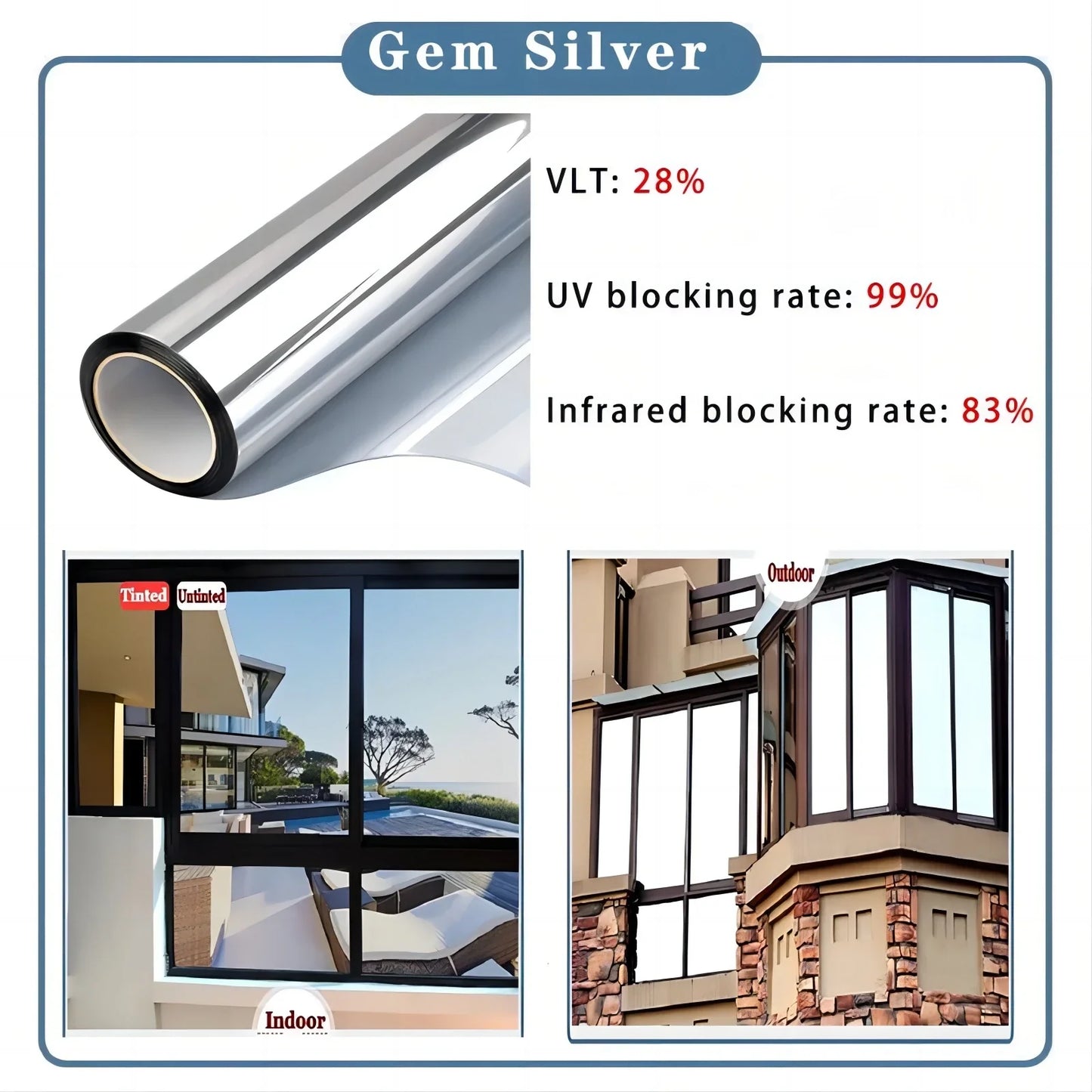 One Way Mirror Window Film – UV Blocking Privacy Tint