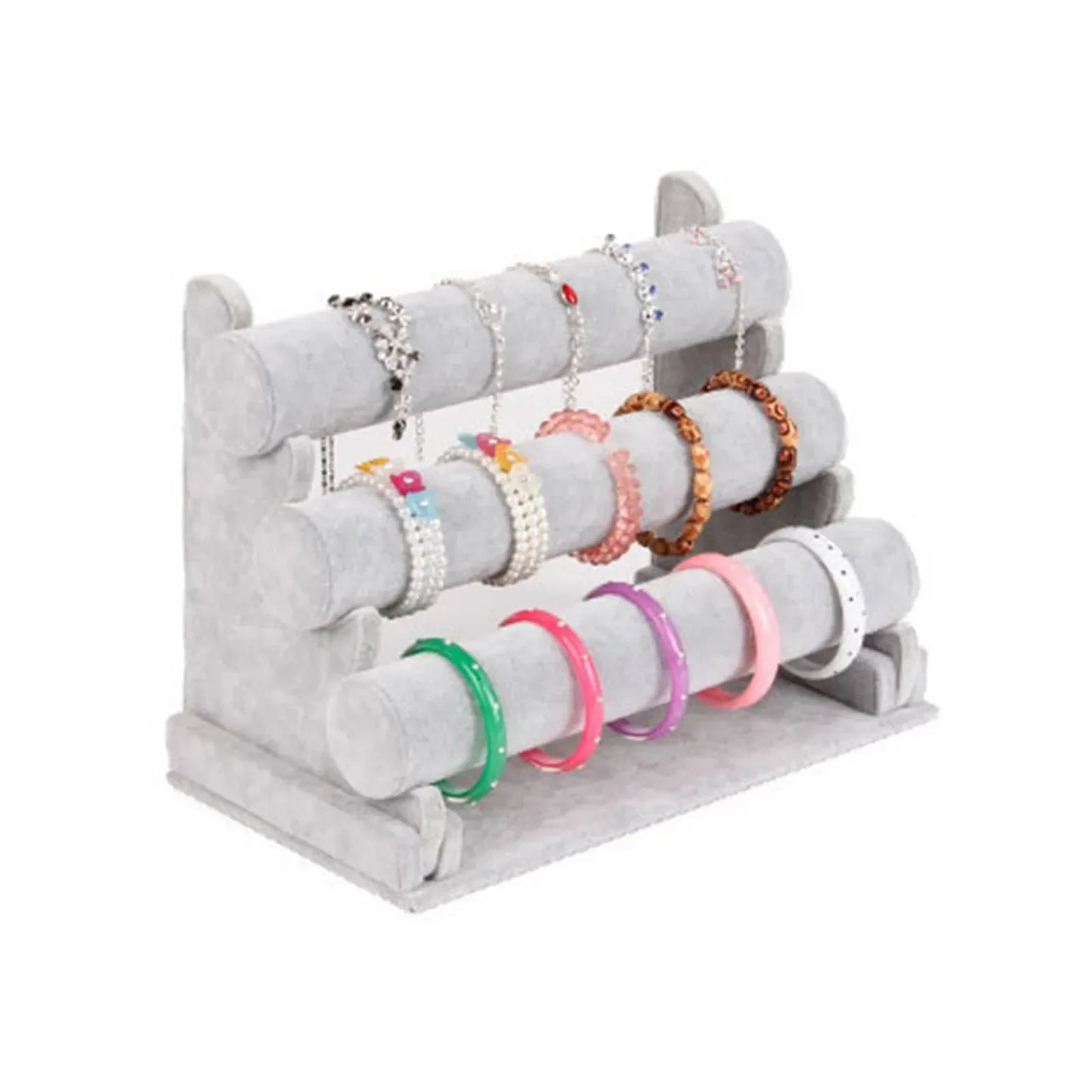 3-Tier Velvet Bracelet & Watch Jewelry Organizer Stand Rack