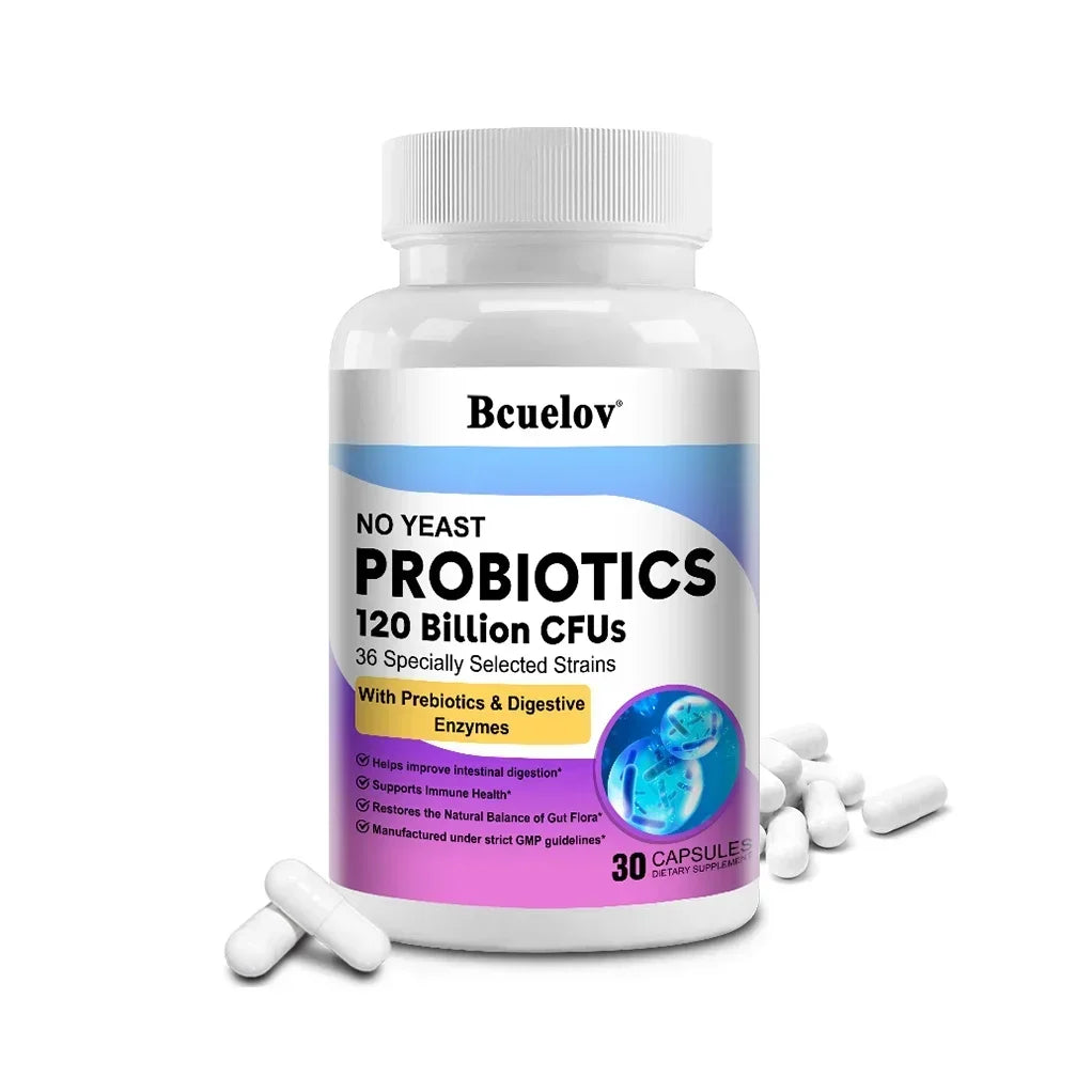 Probiotics 120 Billion CFU 36 Strains Contains Prebiotics and Digestive Enzymes for Digestion and Immune Support Vegan, Non-GMO Peaceful Pleasures Health and Wellness 30 count-1 bottle