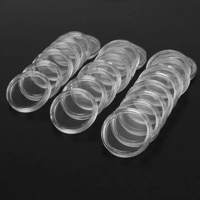 Clear Round Plastic Coin Holder Capsule Container Storage Box