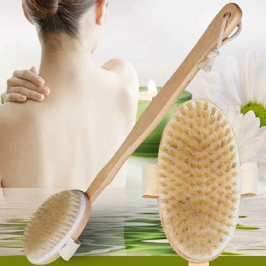 Long Handle Body Dry Brush – Wet & Dry Exfoliating Shower Brush Body Exfoliating Brush Peaceful Pleasures Health and Wellness