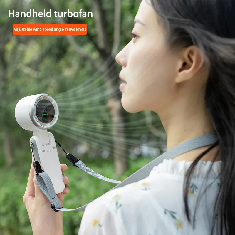 Lenovo Folding Handheld Fan Mini High-speed Digital Display Portable Desktop Usb Charging Hanging Camping Violent Turbo Fan Peaceful Pleasures Health and Wellness