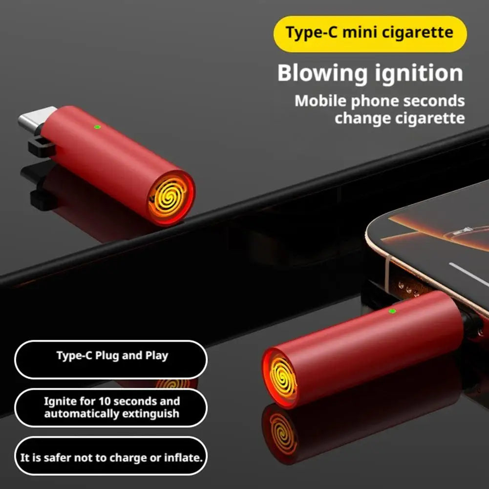 USB-C Flameless Mini Lighter | Blow-to-Ignite & Auto Shut-Off