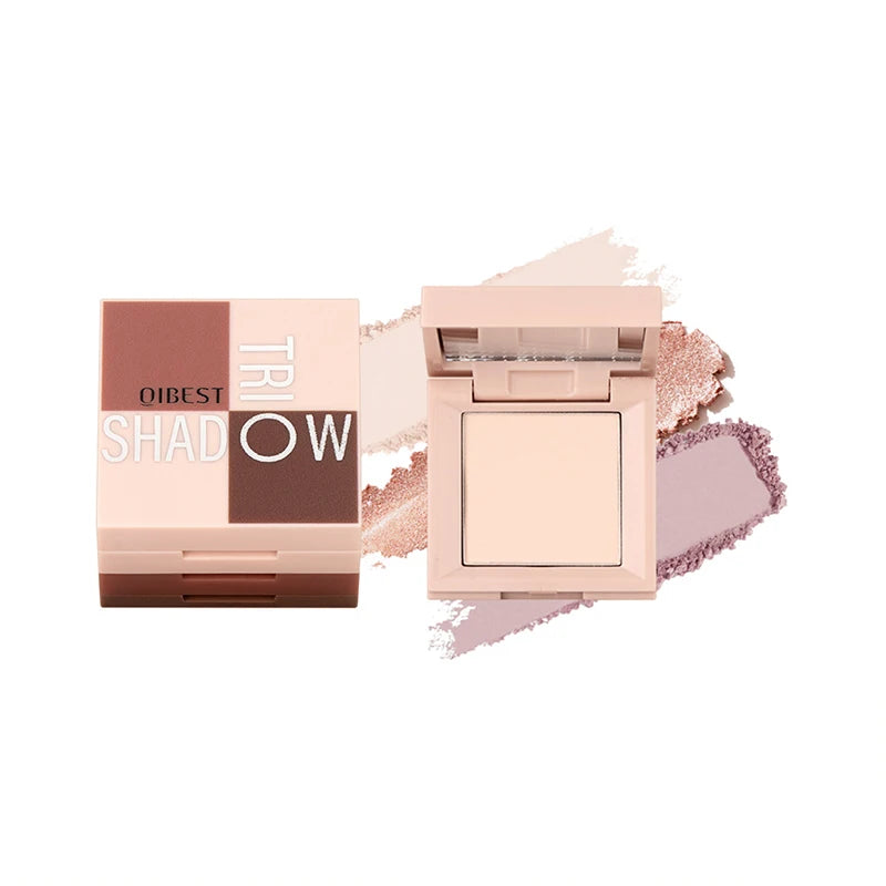 1 piece, three in one eye shadow palette, portable makeup, matte and shiny finish, multi-functional neutral tone, easy to mix Peaceful Pleasures Health and Wellness