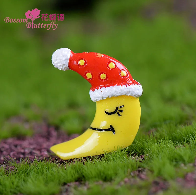 1pcs Fairy Garden Cartoon Ornaments Resin Craft Gift Christmas Santa Snowflake Snowman Miniature Figurine Accessories Home Decor Peaceful Pleasures Health and Wellness Moon