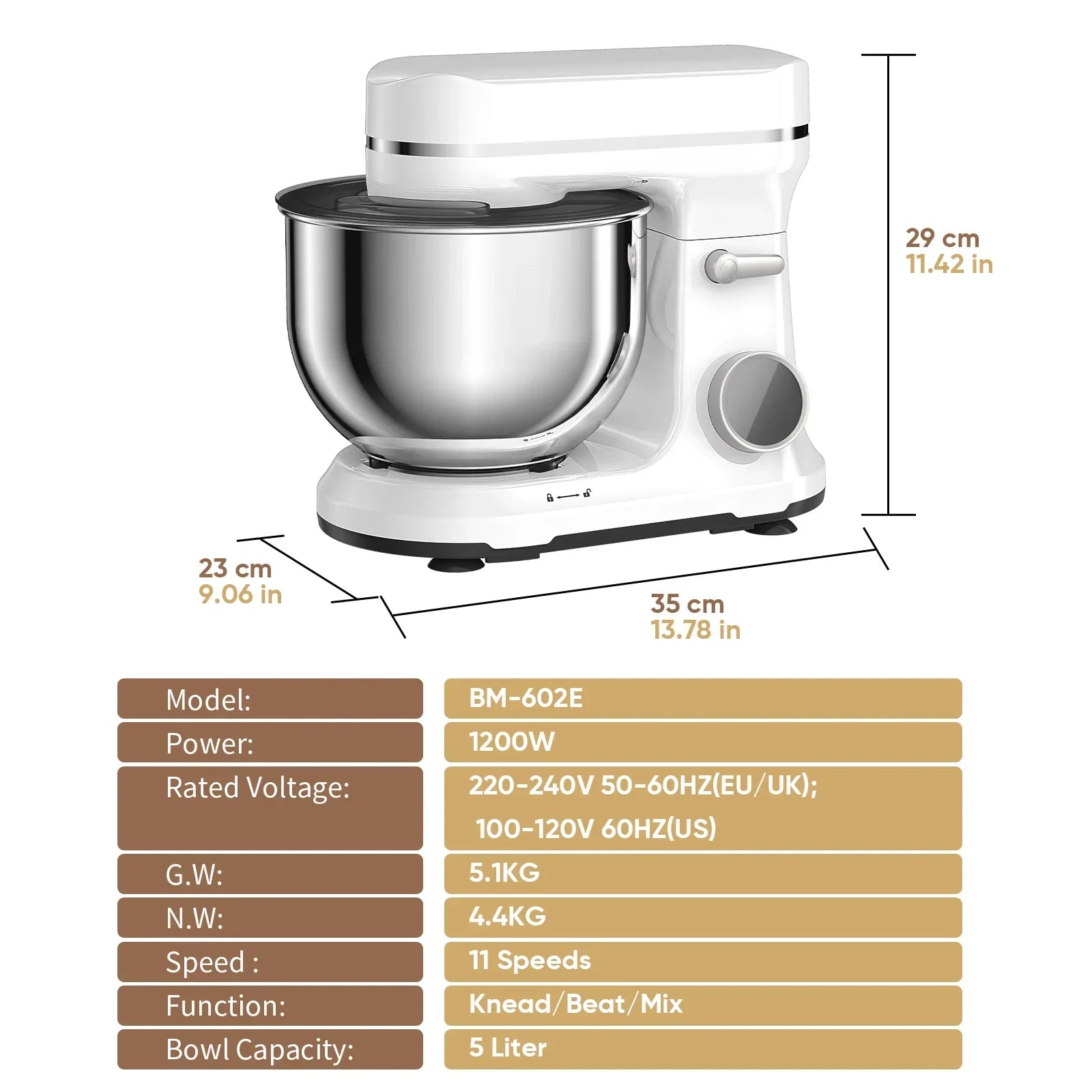 BioloMix 1200W Stand Mixer – 11-Speed, OLED Touch, Tilt-Head, 5L Stand Mixer BioloMix