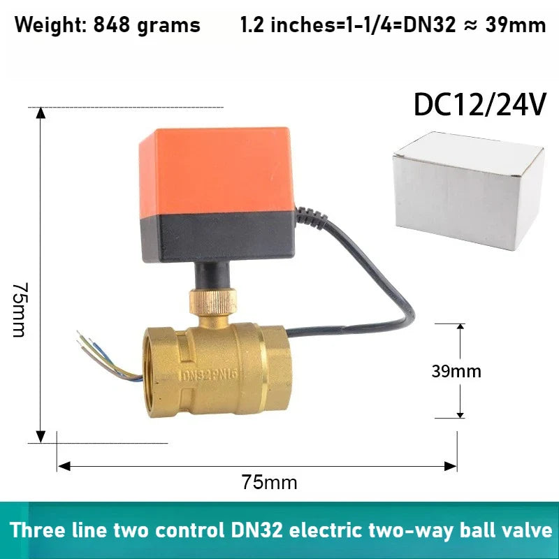 Copper Electric Ball Valve DN15–DN50 | 12V 24V 220V