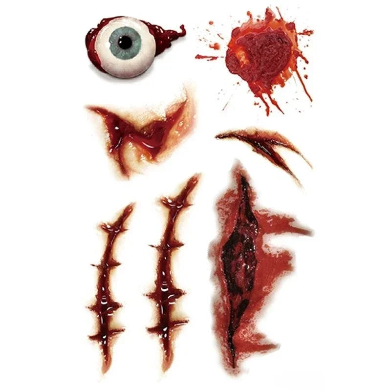 Halloween Horror Temporary Tattoos – Bloody Scar & Wound Stickers