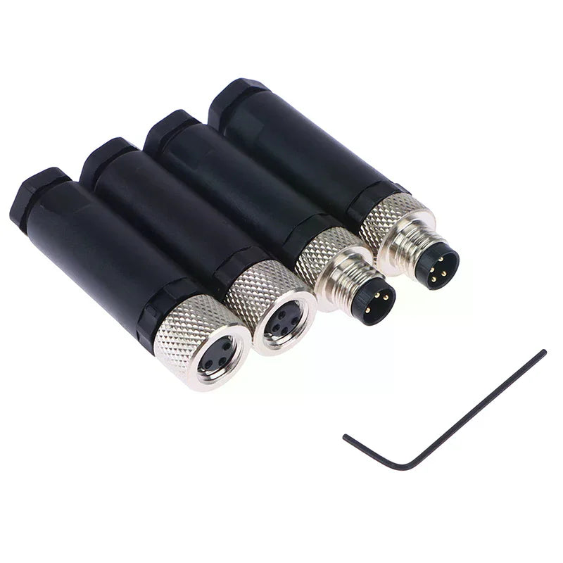 M8 Waterproof Sensor Connector Set – 3/4 Pin Male & Female Plugs Sensor Connector Peaceful Pleasures Health and Wellness