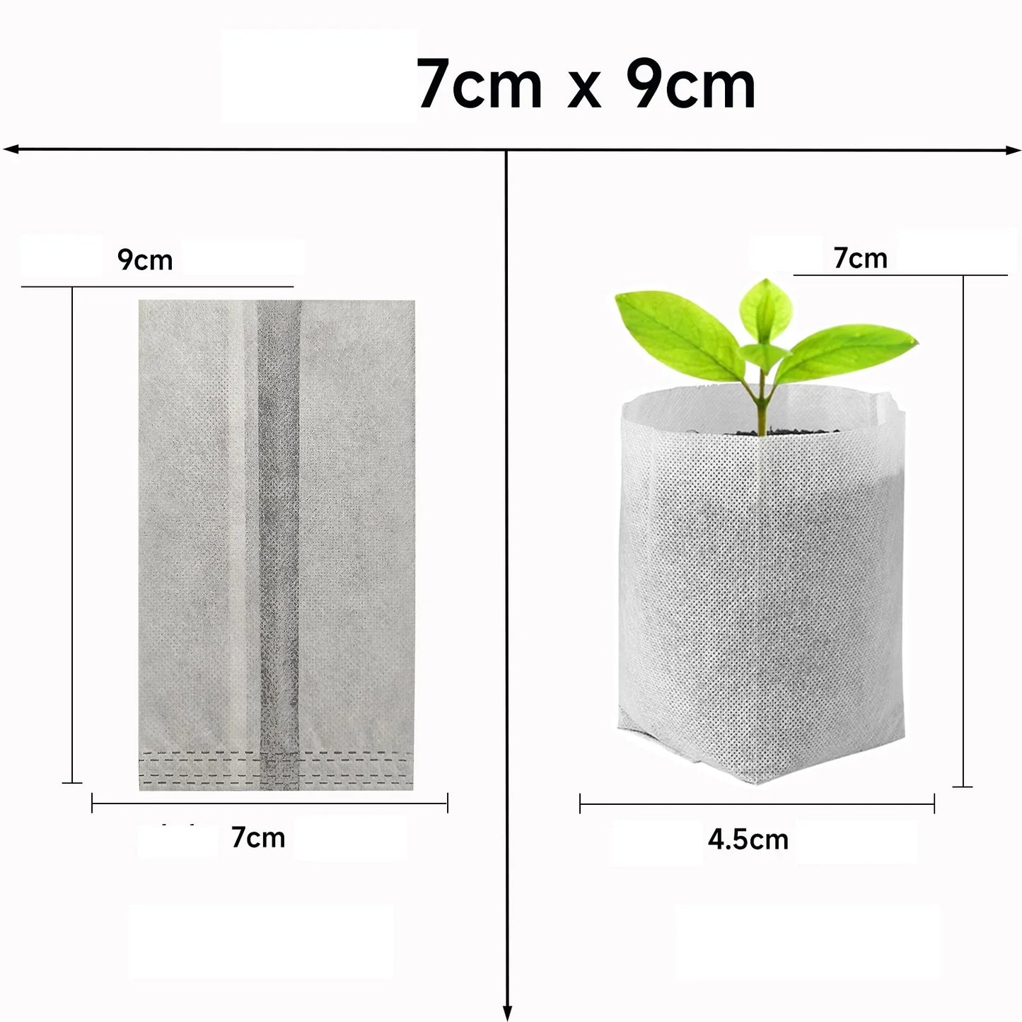100-Pack Biodegradable Nursery Grow Bags | Non-Woven Fabric Pots