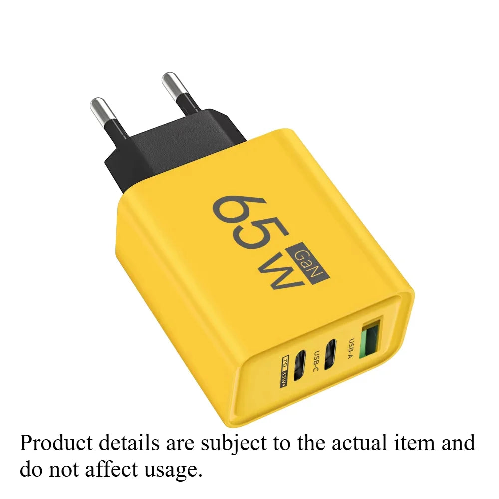 65W GaN USB-C Wall Charger – 3 Port PD 3.0 Fast Charger